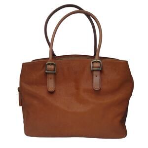 Mark & Graham Brown Leather Travel Bag with Double Handles